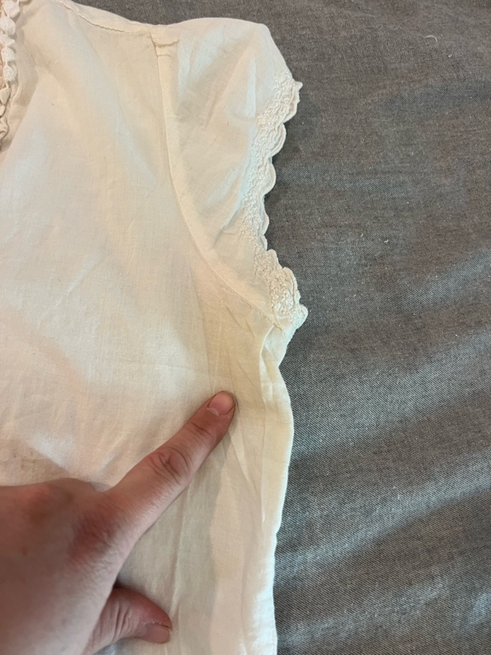 Women’s Cream white Crochet-Trim V-Neck Top - Picture 6 of 6